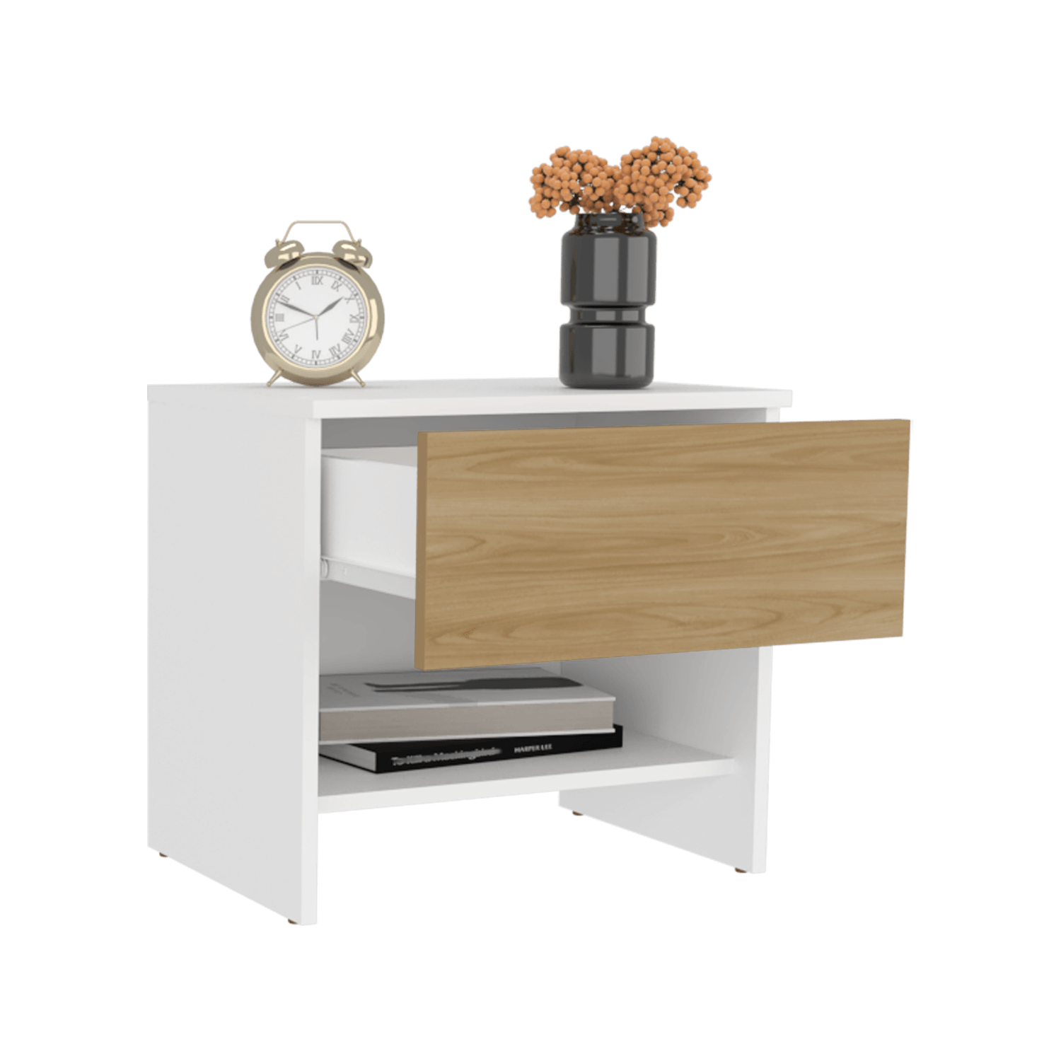 Mesa De Noche Dasel 46X50X35 Rta Fresno Blanco