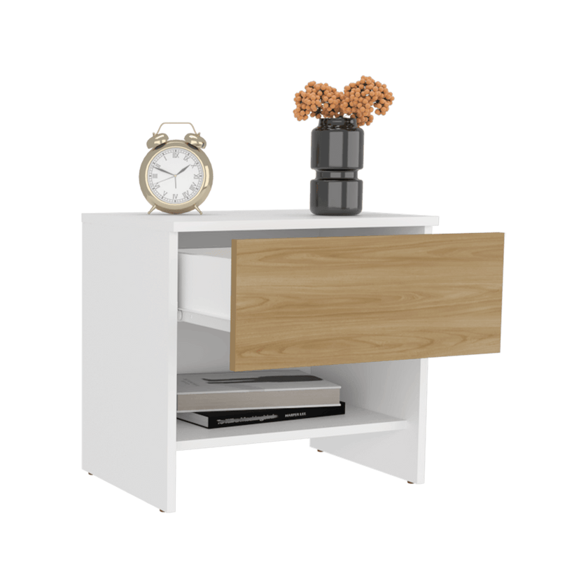 Mesa De Noche Dasel 46X50X35 Rta Fresno Blanco