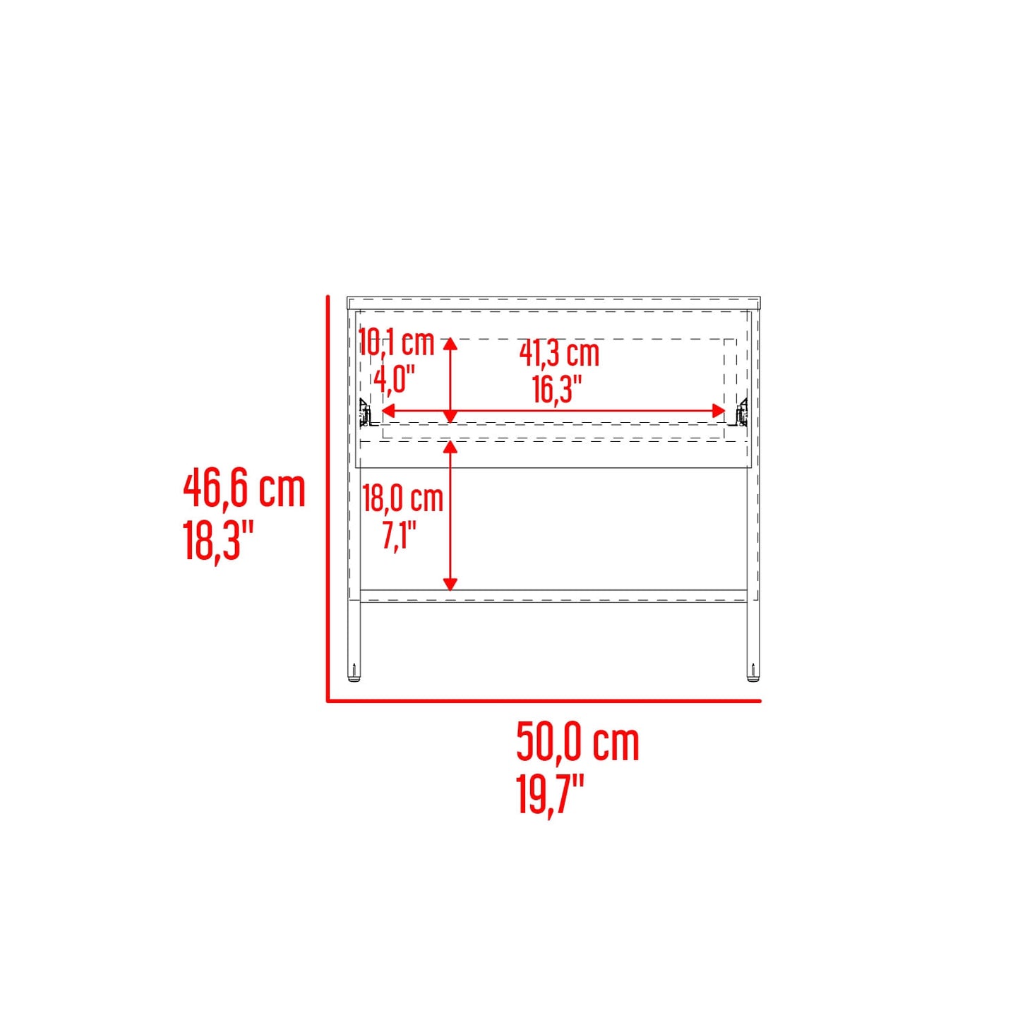 Mesa De Noche Dasel 46X50X35 Rta Fresno Blanco