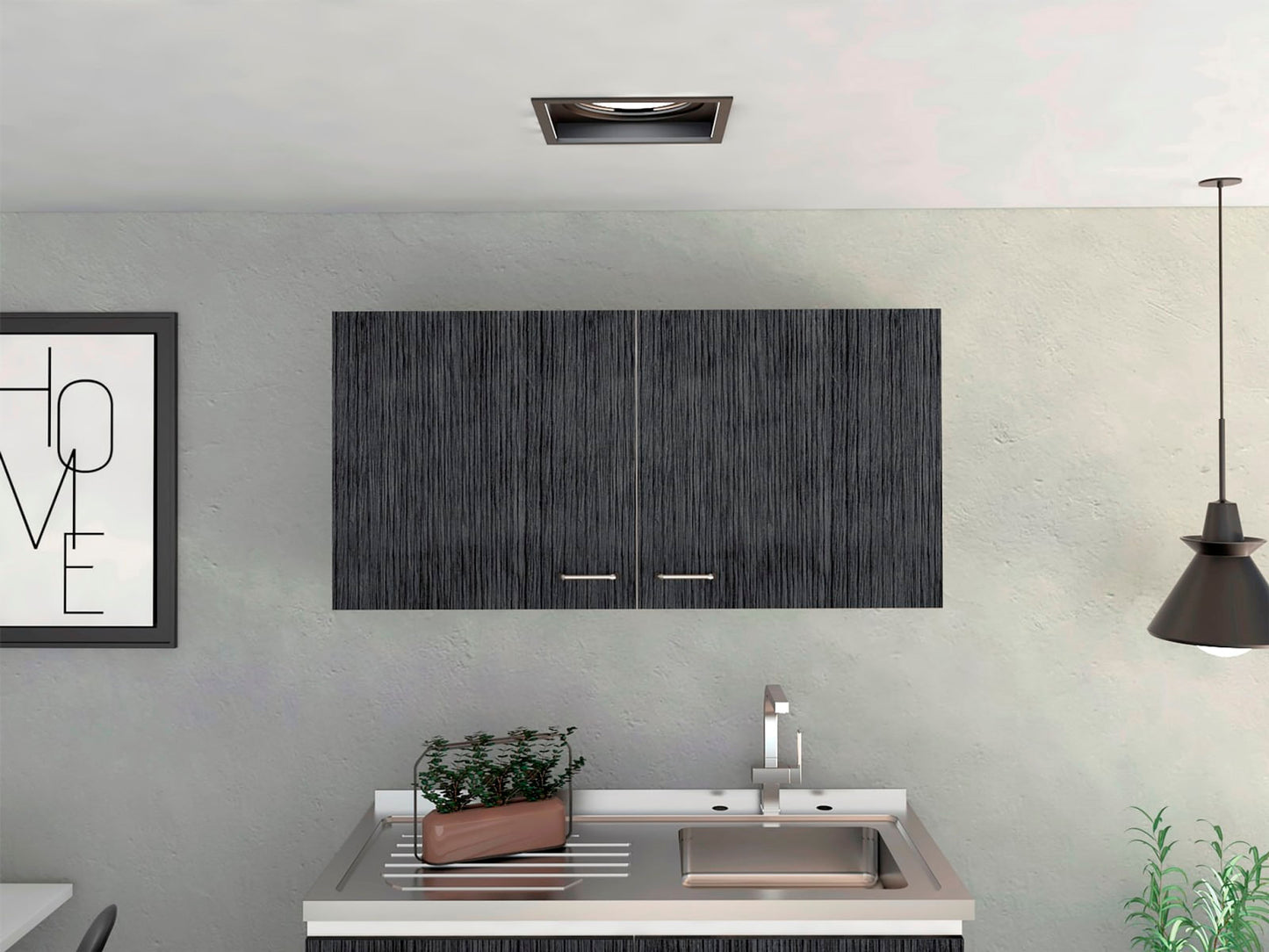 Mueble Superior Kit Lavaplatos Napoles Rta Roble Gris Blanco Zf