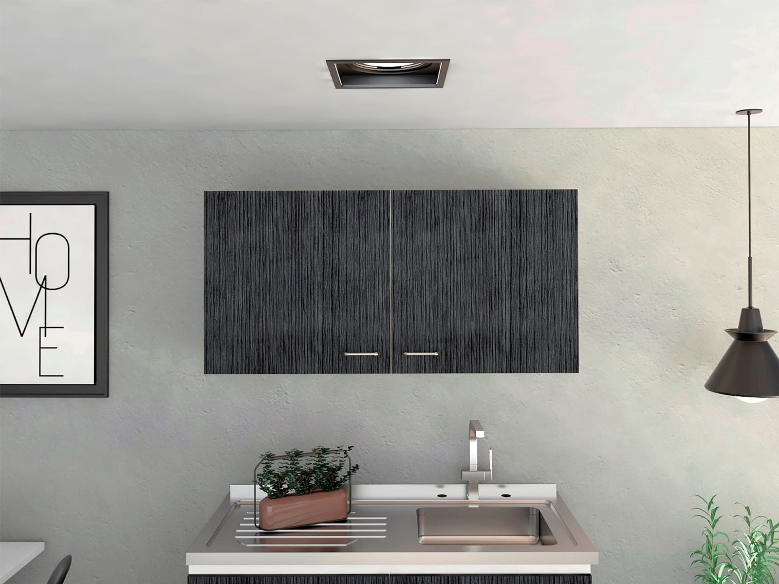 Mueble Superior Kit Lavaplatos Napoles Rta Roble Gris Blanco Zf