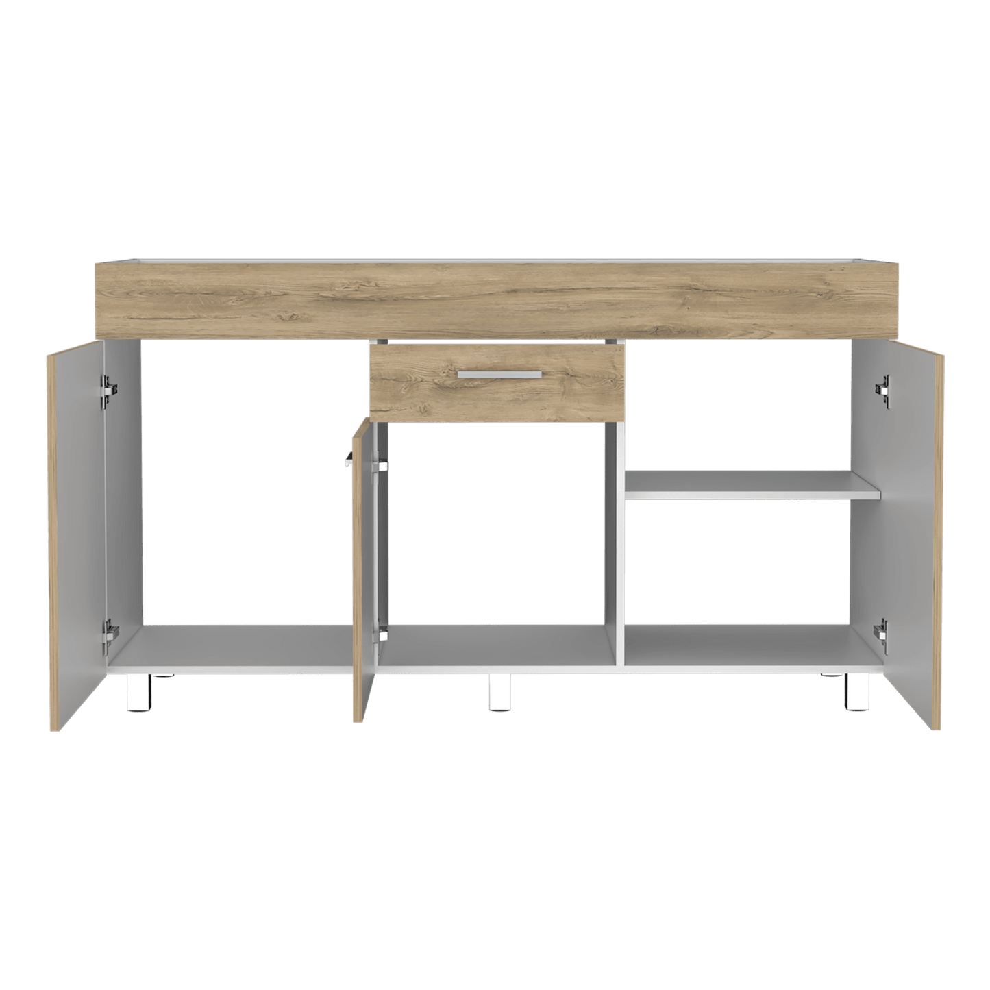 Mueble Inferior Cocina 150 Sicilia Rta Blanco + Macadamia