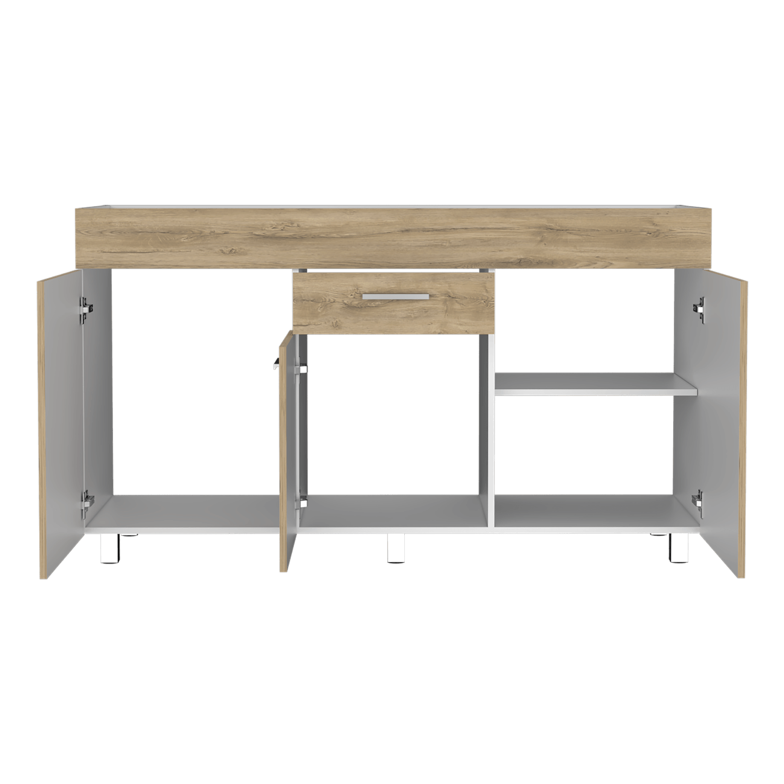 Mueble Inferior Cocina 150 Sicilia Rta Blanco + Macadamia