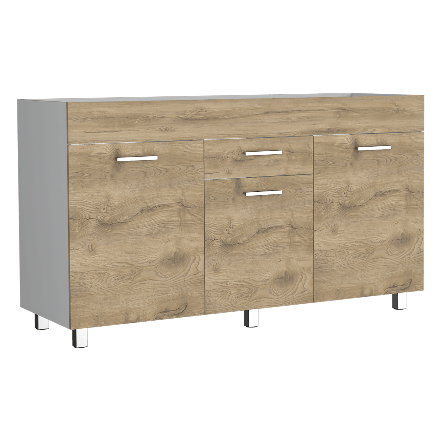 Mueble Inferior Cocina 150 Sicilia Rta Blanco + Macadamia
