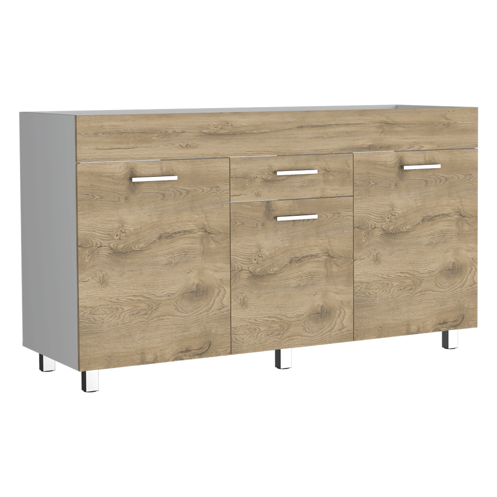 Mueble Inferior Cocina 150 Sicilia Rta Blanco + Macadamia