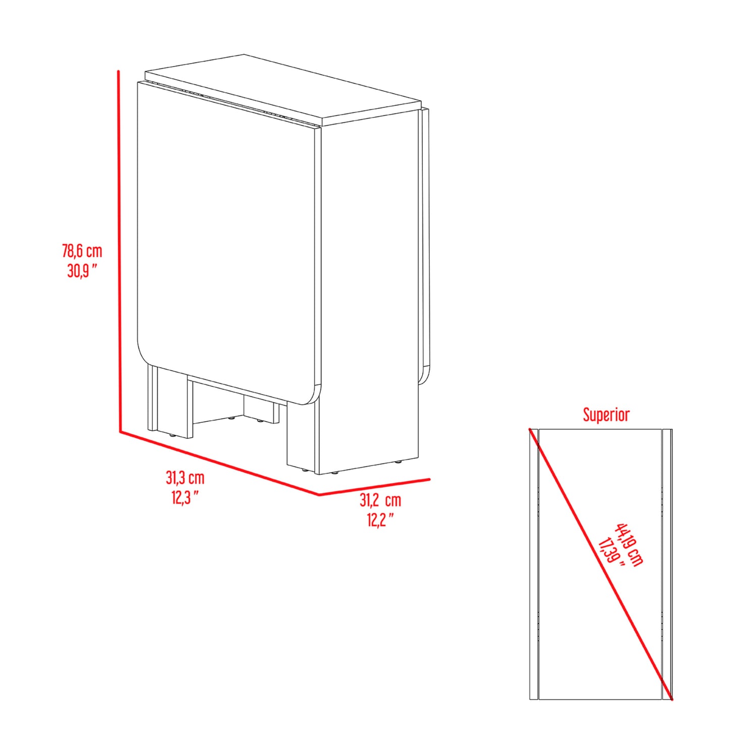 Mesa Plegable Gateleg Rta Blanco Macadamia
