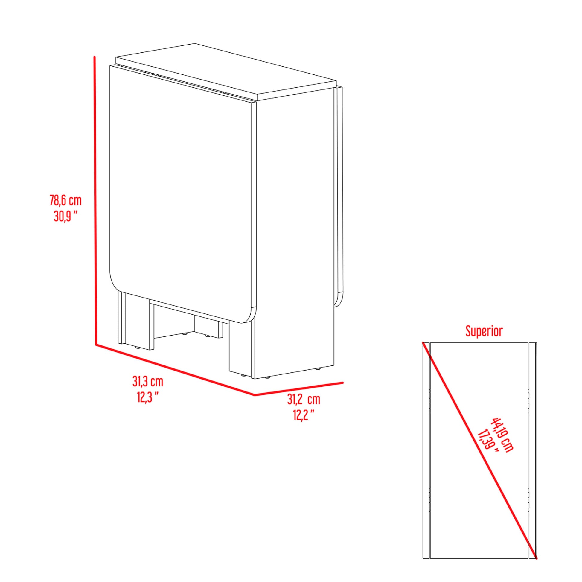 Mesa Plegable Gateleg Rta Blanco Macadamia