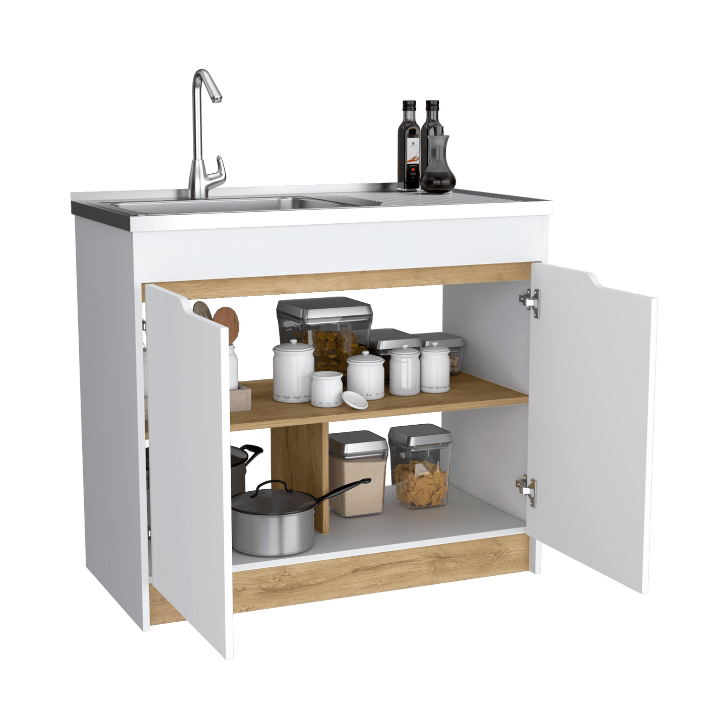 Mueble Inferior Cocina Soler 89X100 Rta Blanco Macadamia