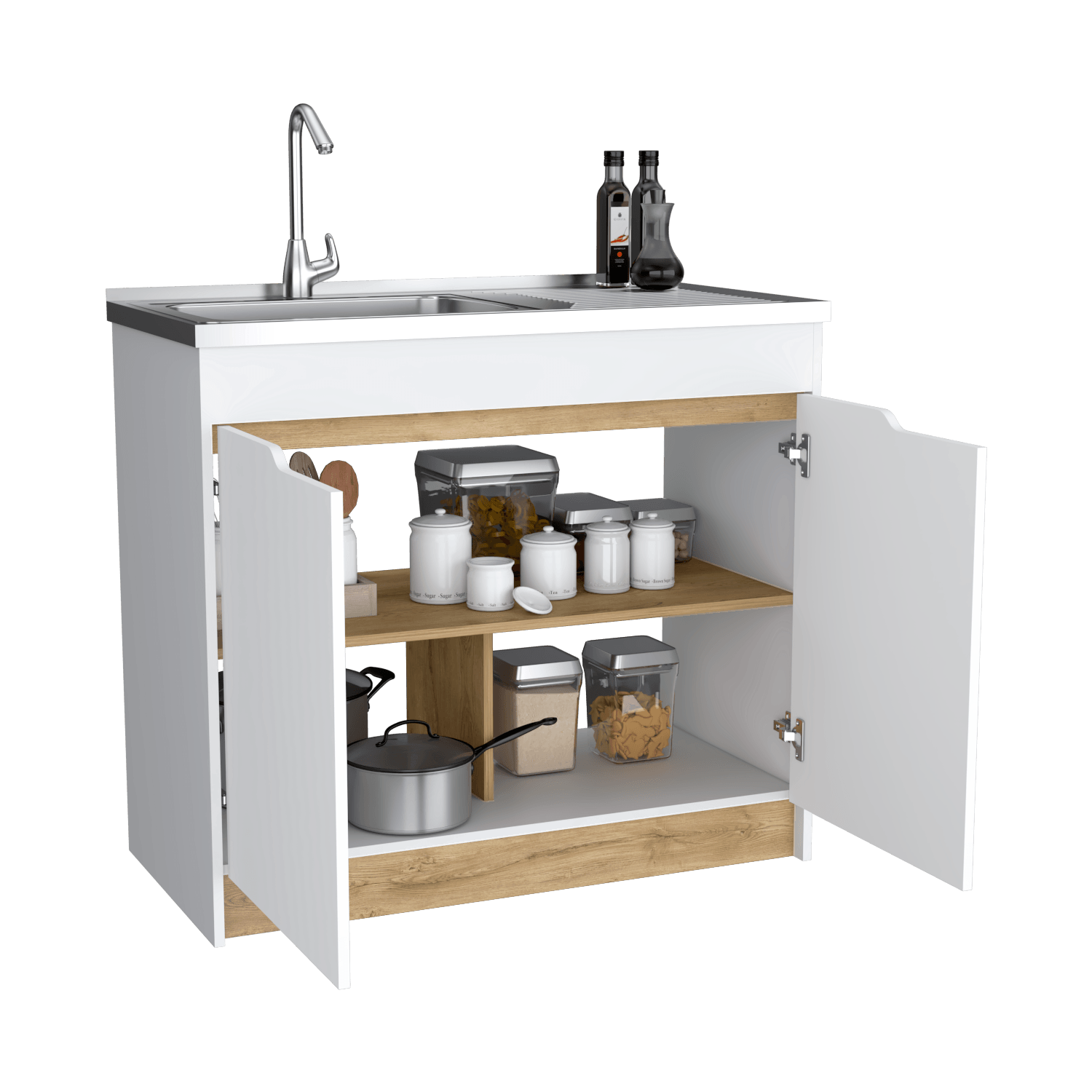 Mueble Inferior Cocina Soler 89X100 Rta Blanco Macadamia