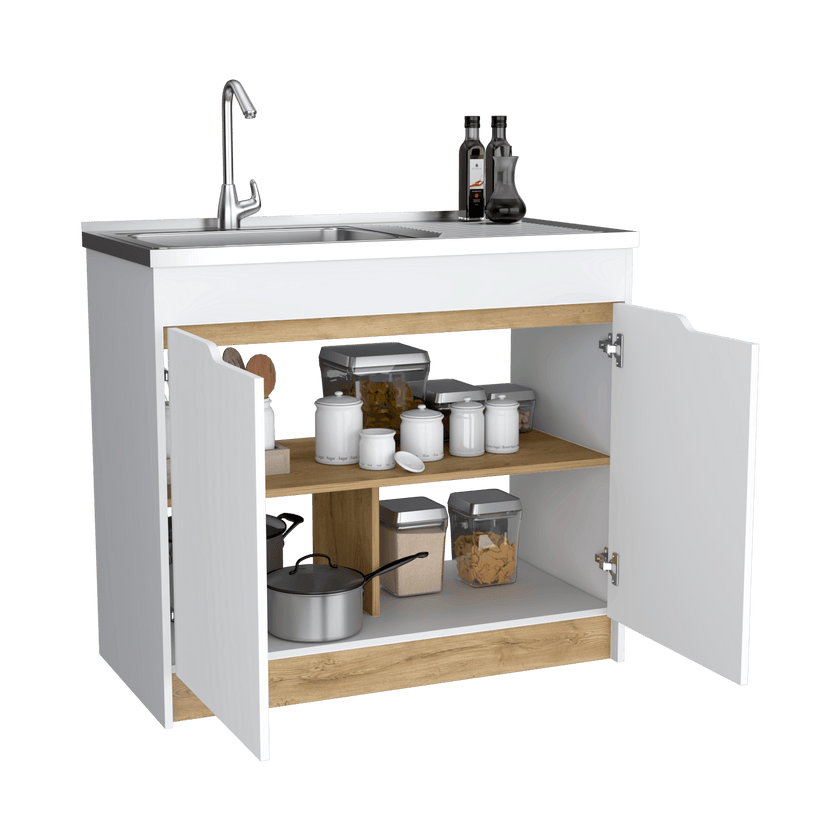Mueble Inferior Cocina Soler 89X100 Rta Blanco Macadamia