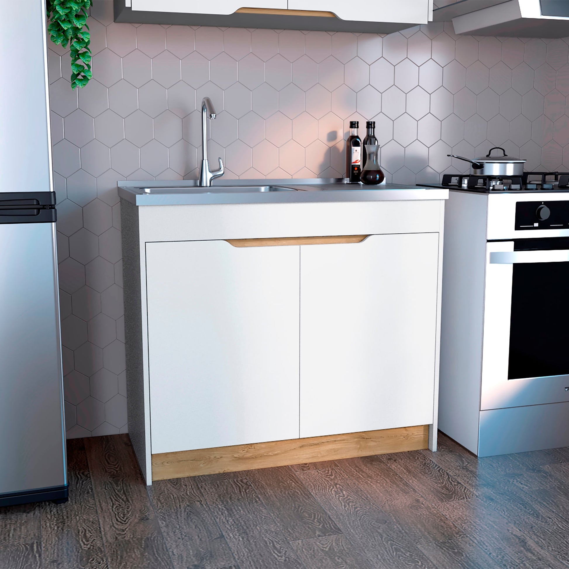 Mueble Inferior Cocina Soler 89X100 Rta Blanco Macadamia