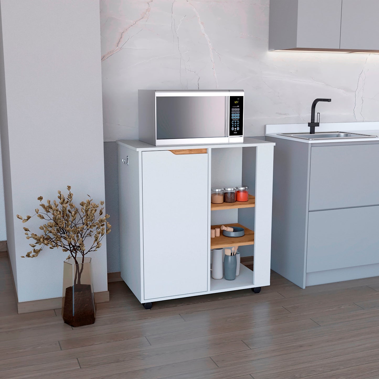 Carro Microondas Soler 89X80 Rta Blanco Macadamia