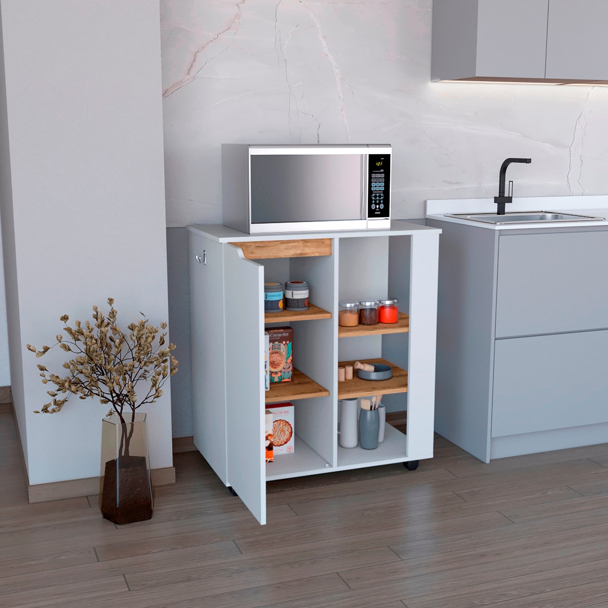 Carro Microondas Soler 89X80 Rta Blanco Macadamia