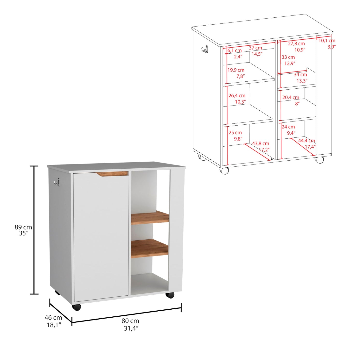 Carro Microondas Soler 89X80 Rta Blanco Macadamia