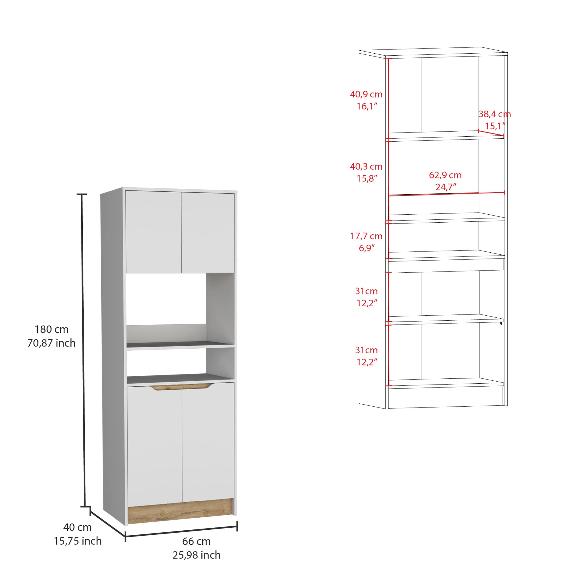 Modulo Microondas Alto Soler 180X66 Rta Blanco Macadamia