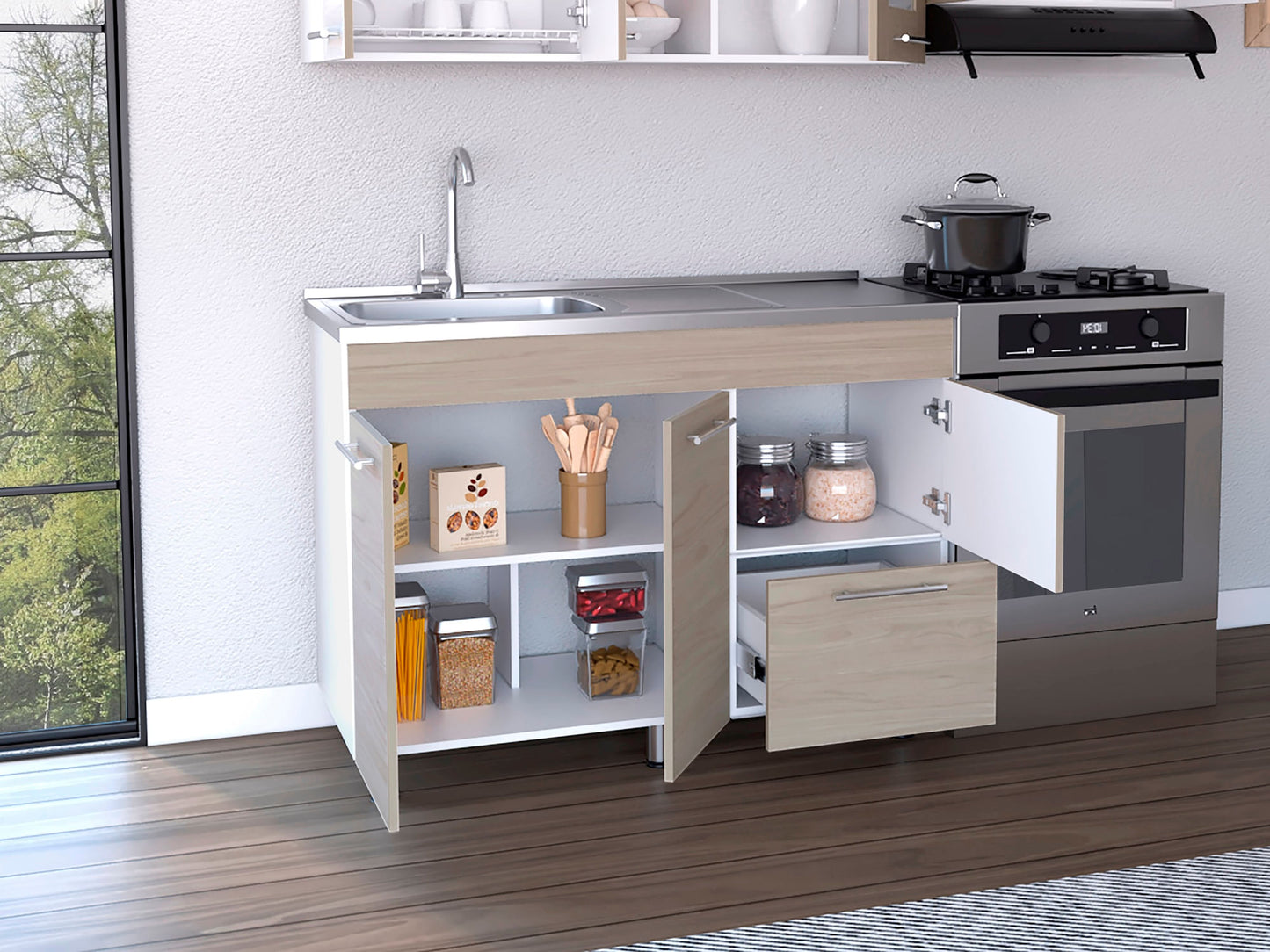 Cocina 120 Kira Rta Blanco + Nacar