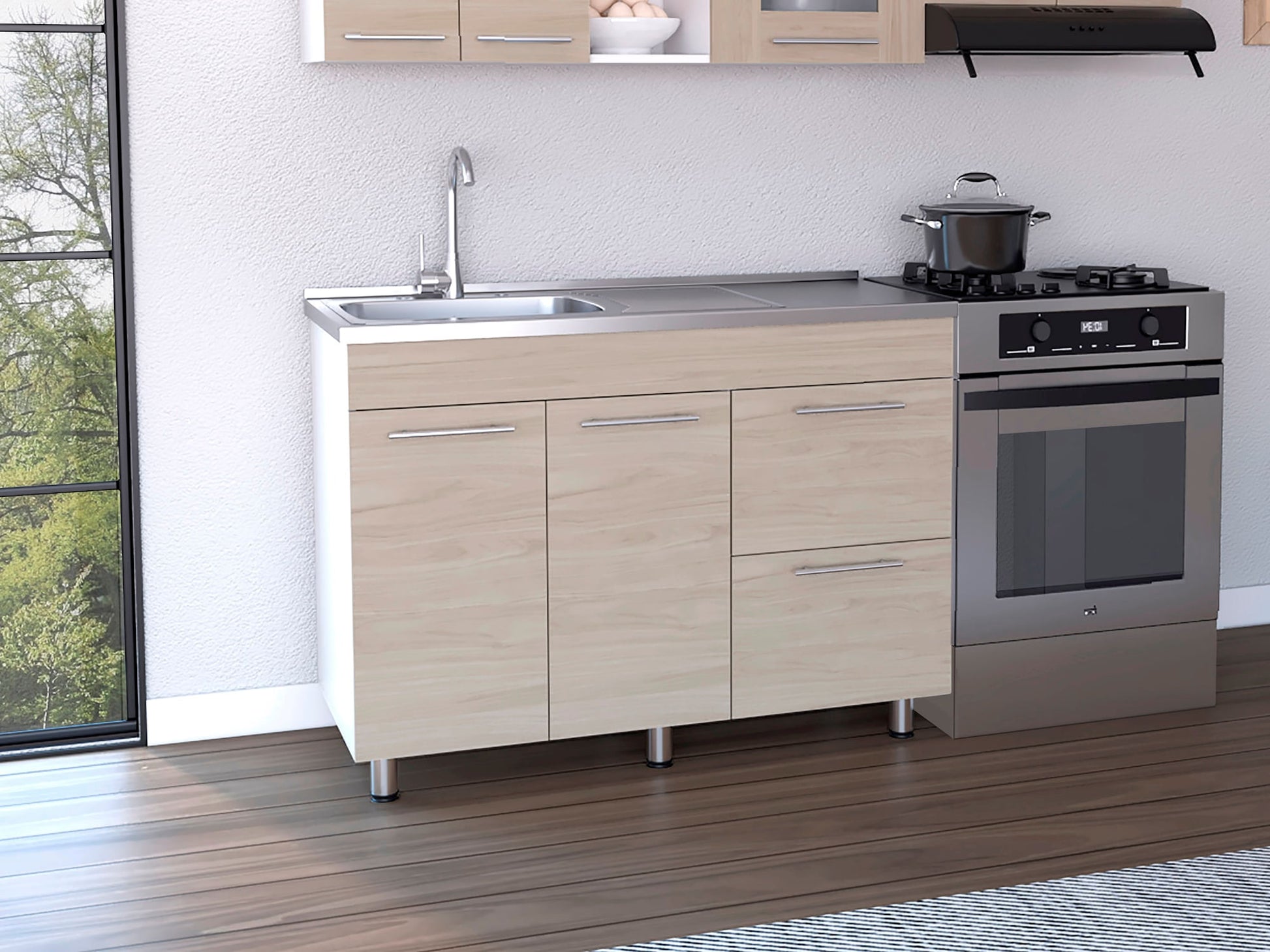 Cocina 120 Kira Rta Blanco + Nacar