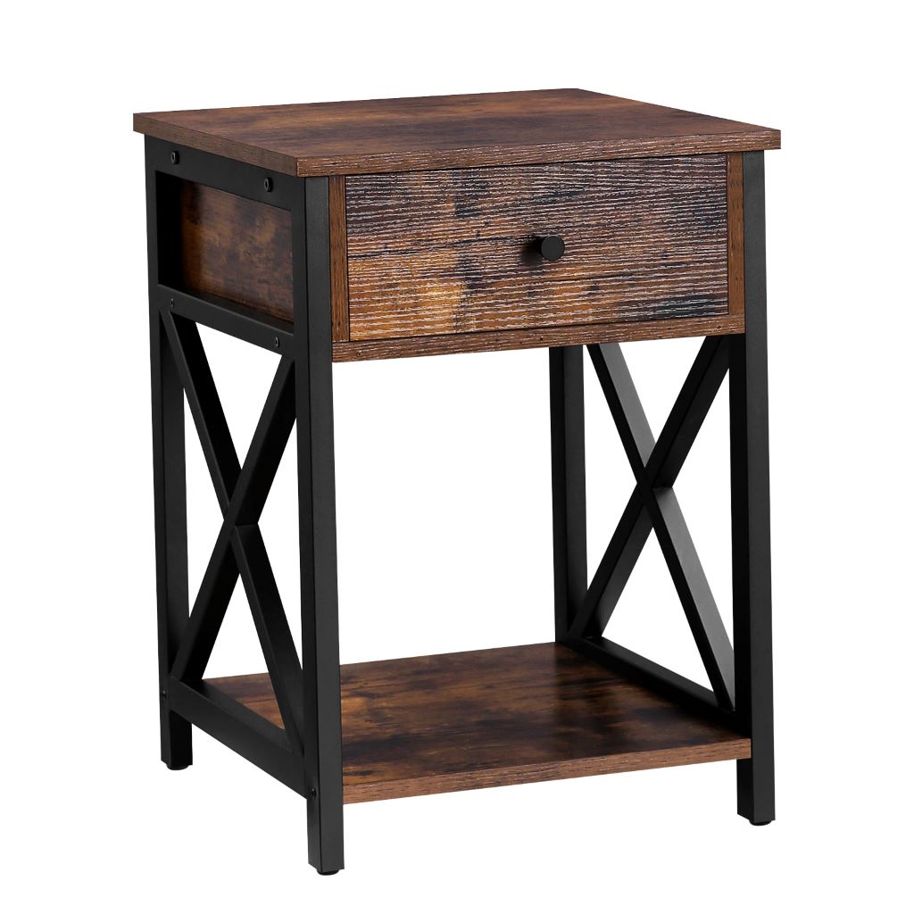 Nochero Metalico 53 X 40 X 40 Café Rustico
