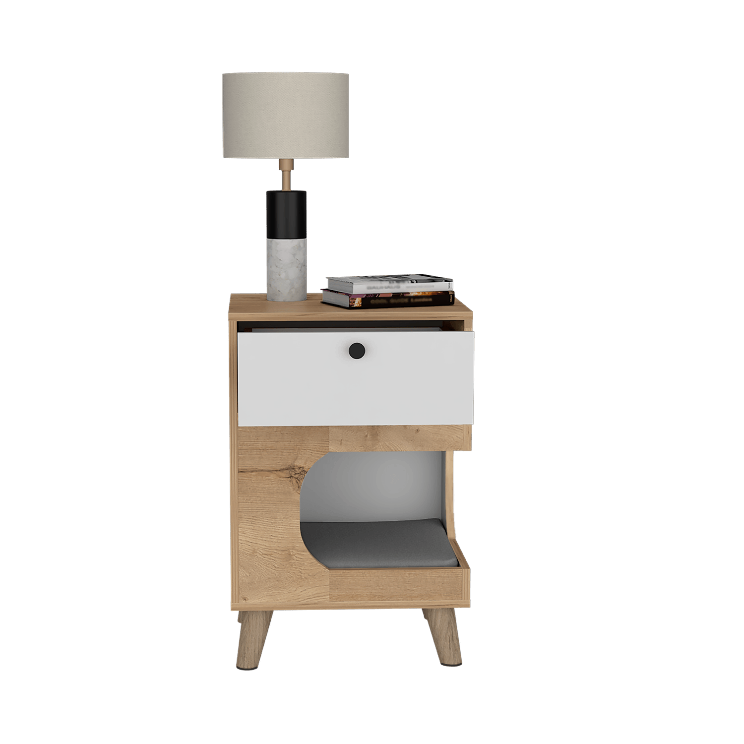 Mesa De Noche Olivia Pet Finlandek Duna Blanco