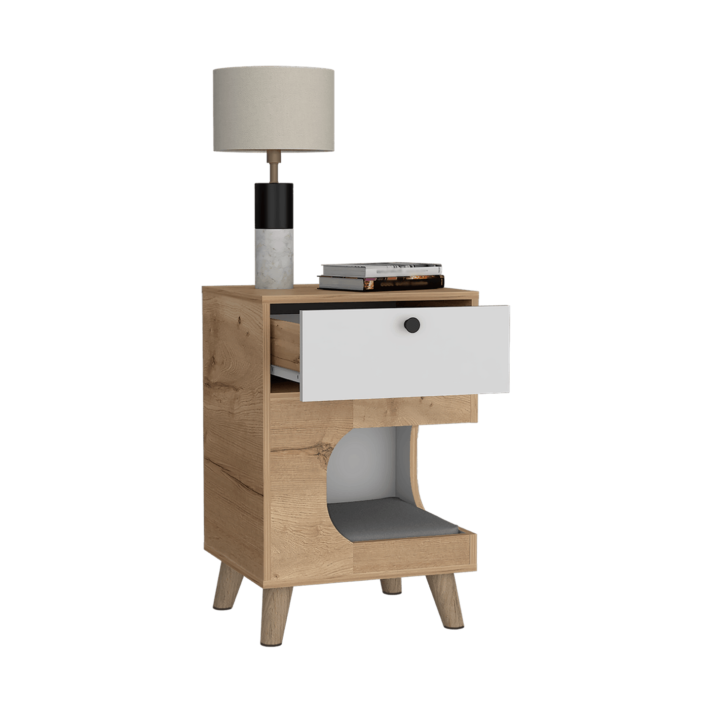 Mesa De Noche Olivia Pet Finlandek Duna Blanco