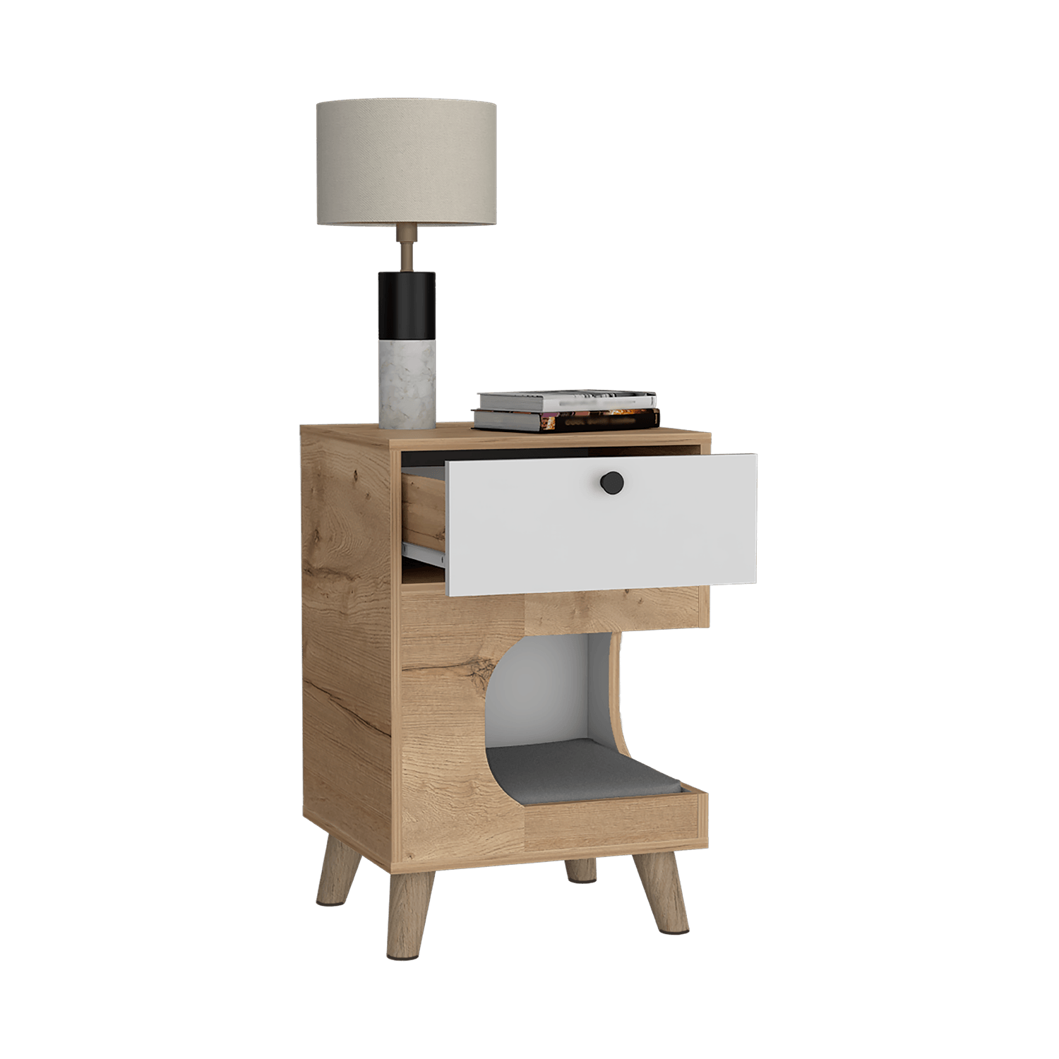 Mesa De Noche Olivia Pet Finlandek Duna Blanco