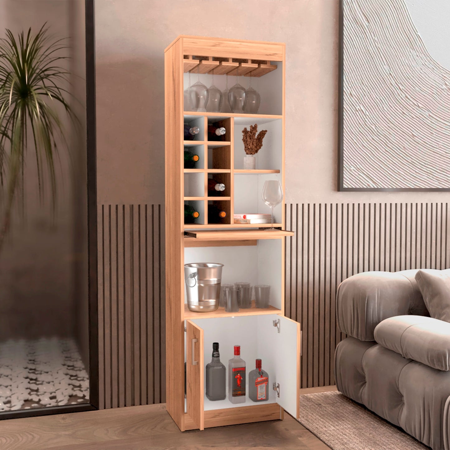 Mueble Bar Merlot Paris 180X51X32 Duna Blanco