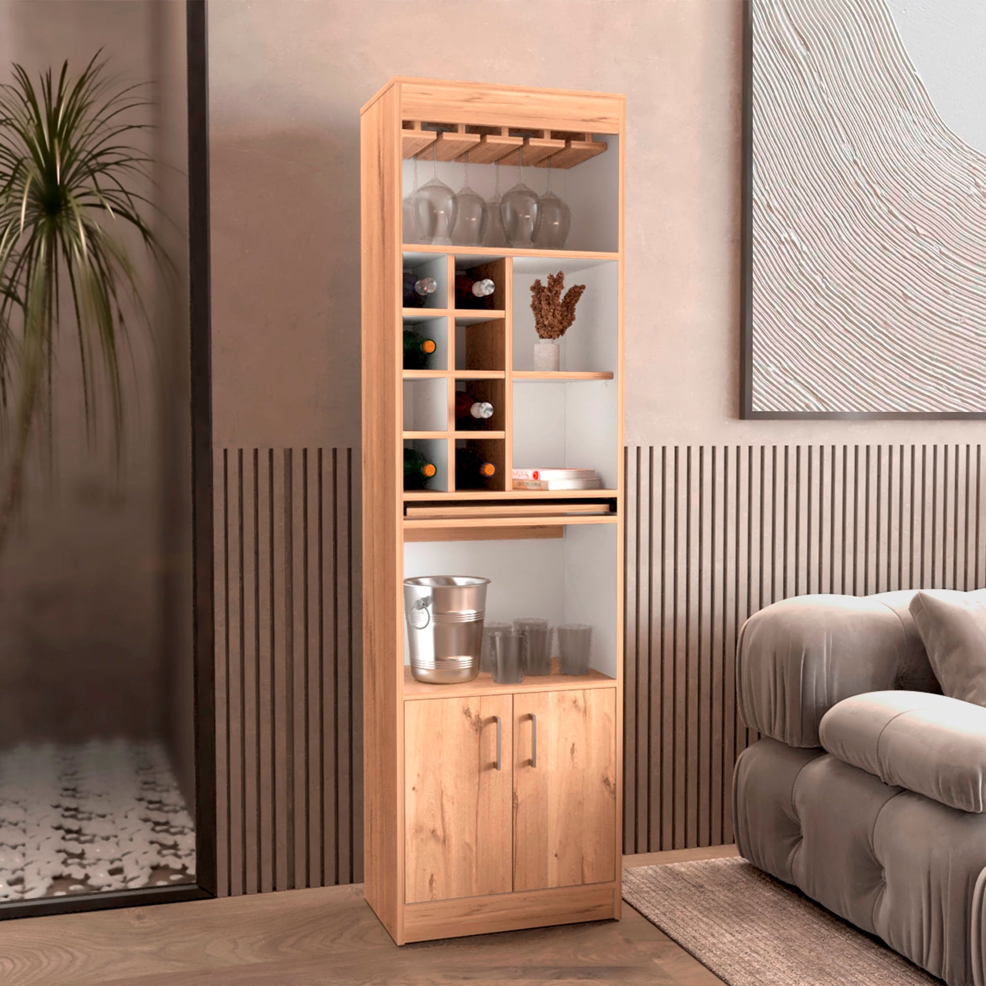 Mueble Bar Merlot Paris 180X51X32 Duna Blanco