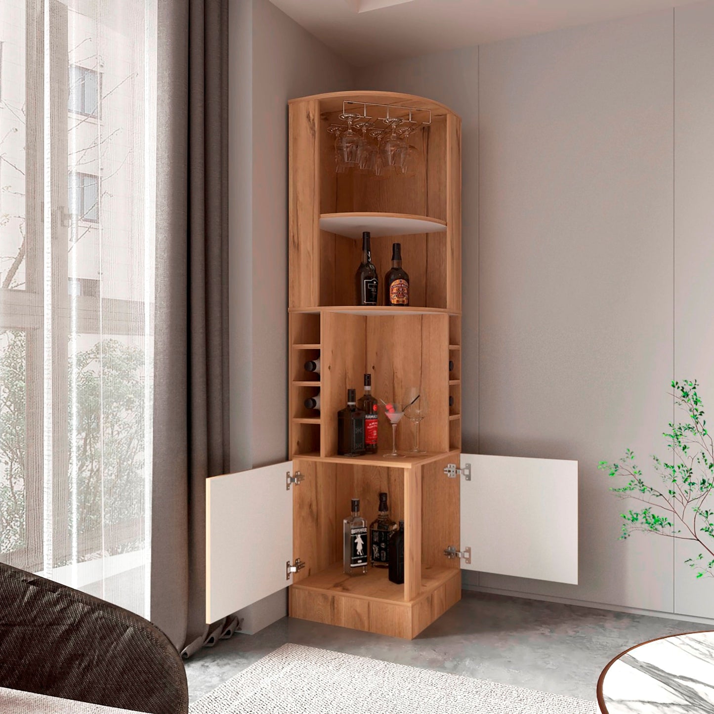 Bar Esquinero Marlot Paris 180X46X46 Rta Duna Blanco