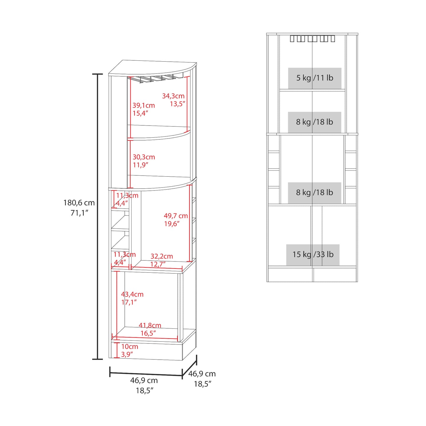 Bar Esquinero Marlot Paris 180X46X46 Rta Duna Blanco