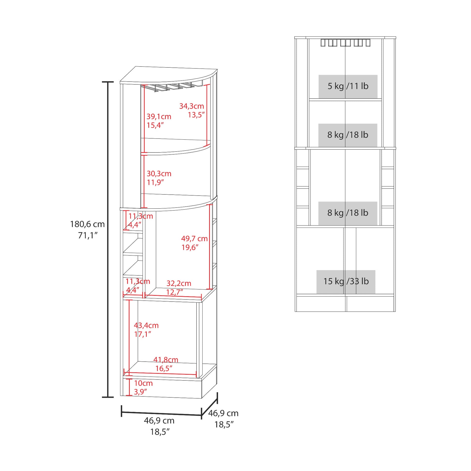 Bar Esquinero Marlot Paris 180X46X46 Rta Duna Blanco