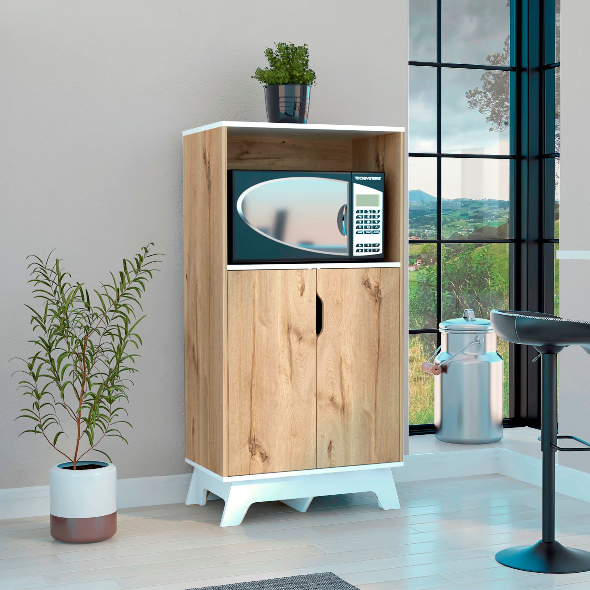 Mueble Microondas Bajo Bicolor 130X65 Rta Duna Blanco