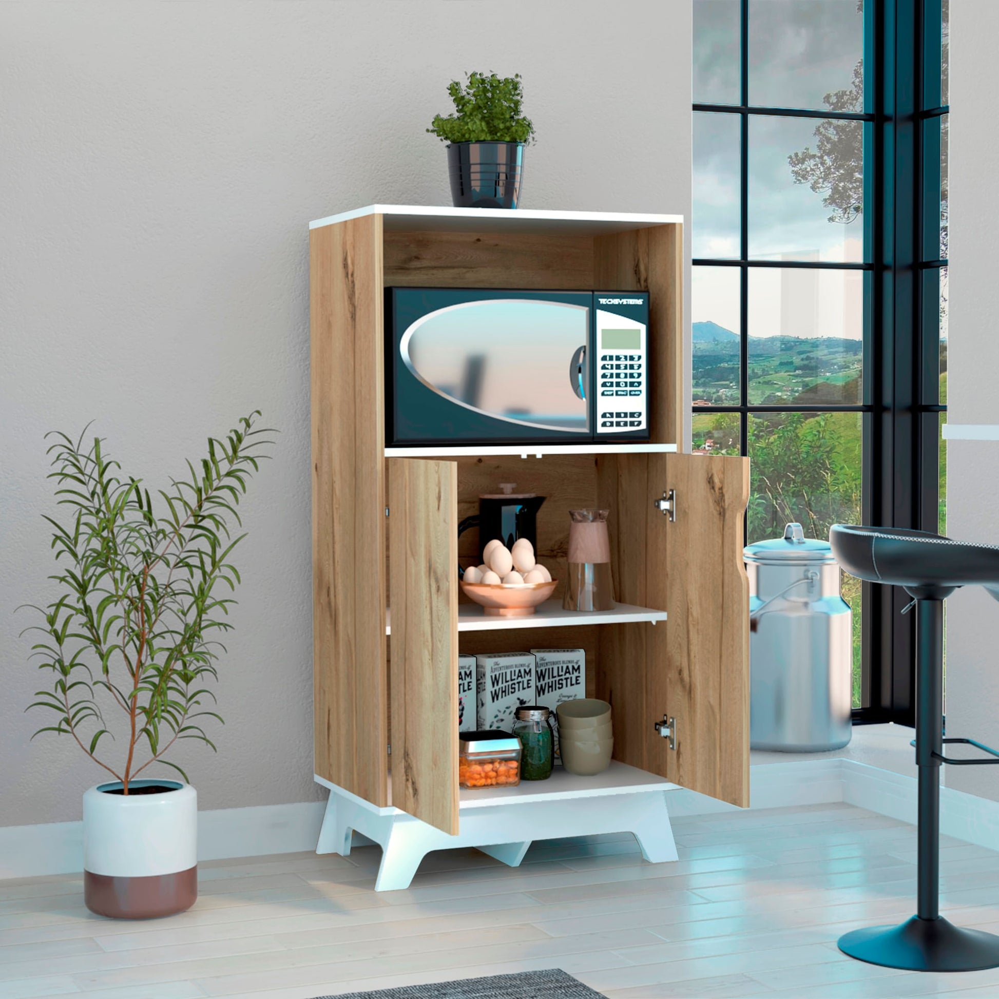 Mueble Microondas Bajo Bicolor 130X65 Rta Duna Blanco