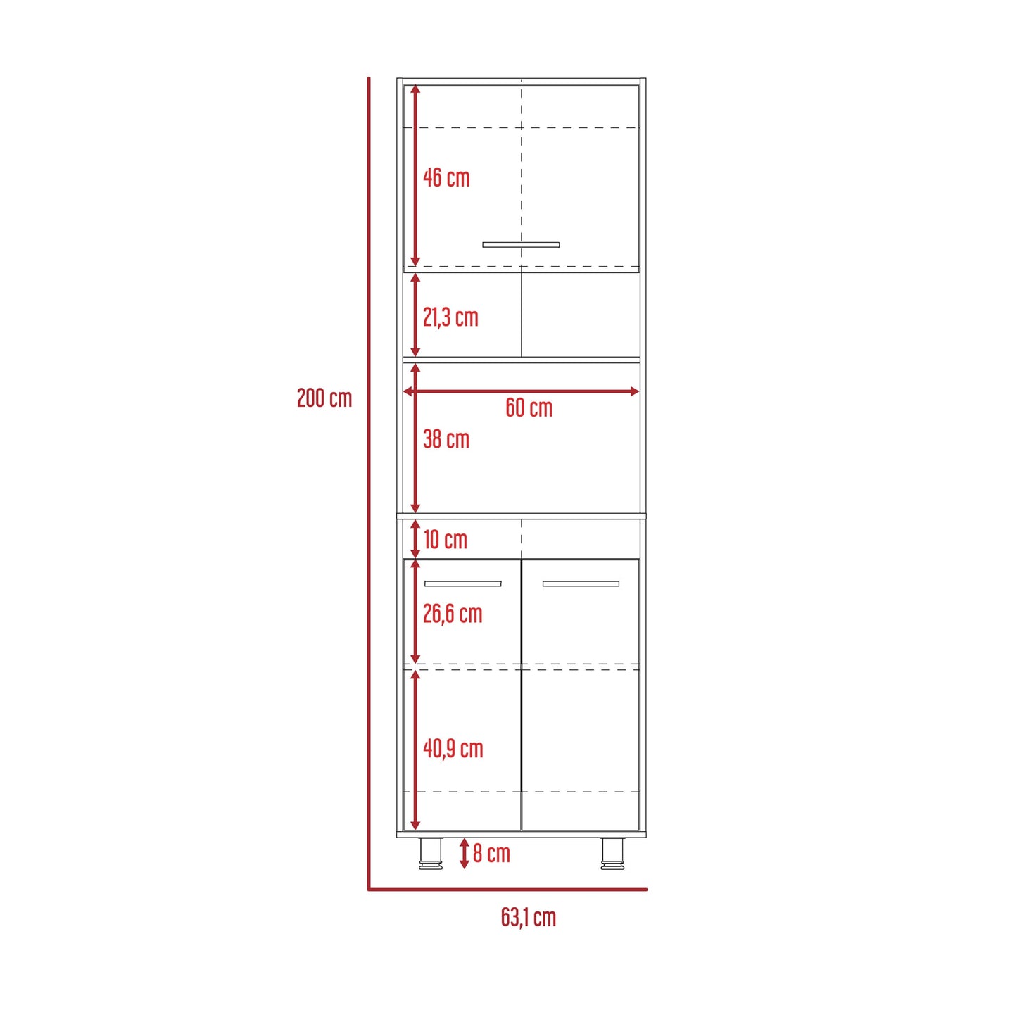 Alacena Kitchen 200X60X50 Orion Rta Duna Blanco