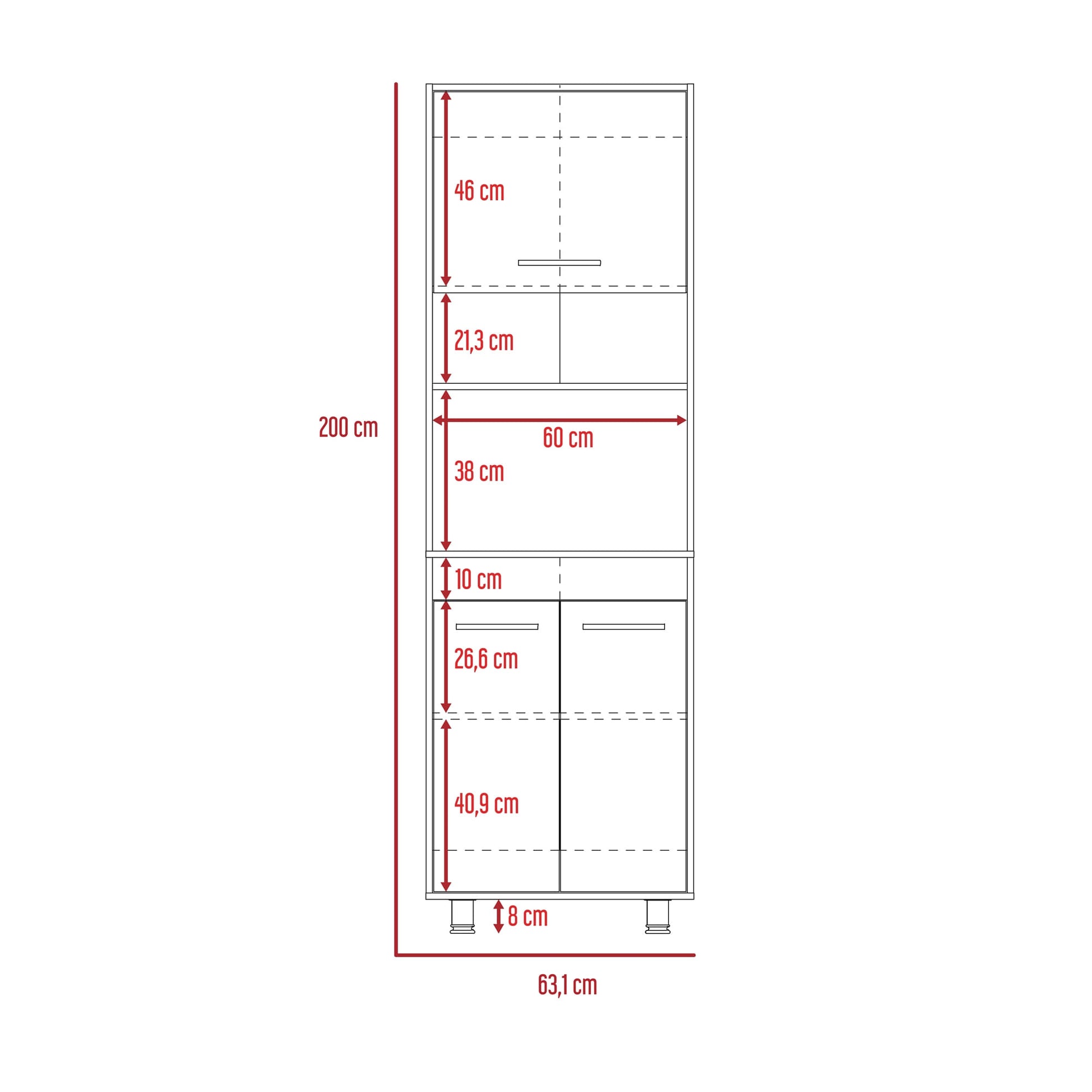 Alacena Kitchen 200X60X50 Orion Rta Duna Blanco