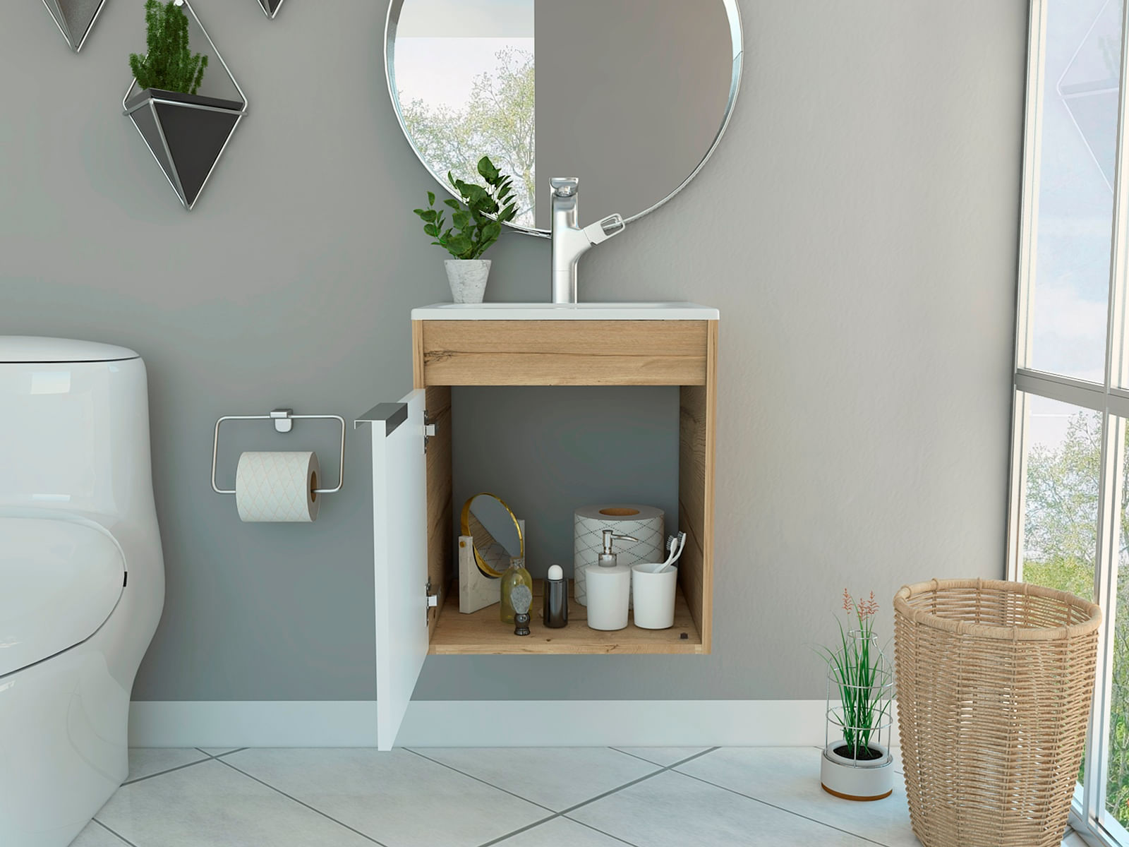 Mueble Lavamanos Carter 45 Flotante Rta Duna Blanco