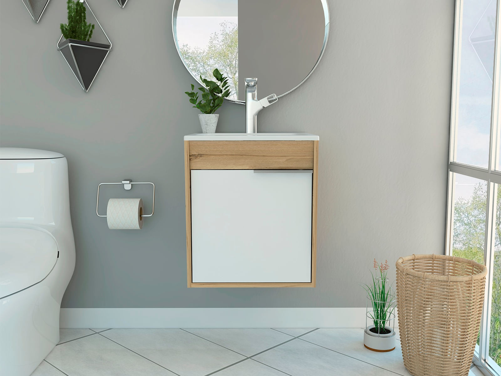 Mueble Lavamanos Carter 45 Flotante Rta Duna Blanco