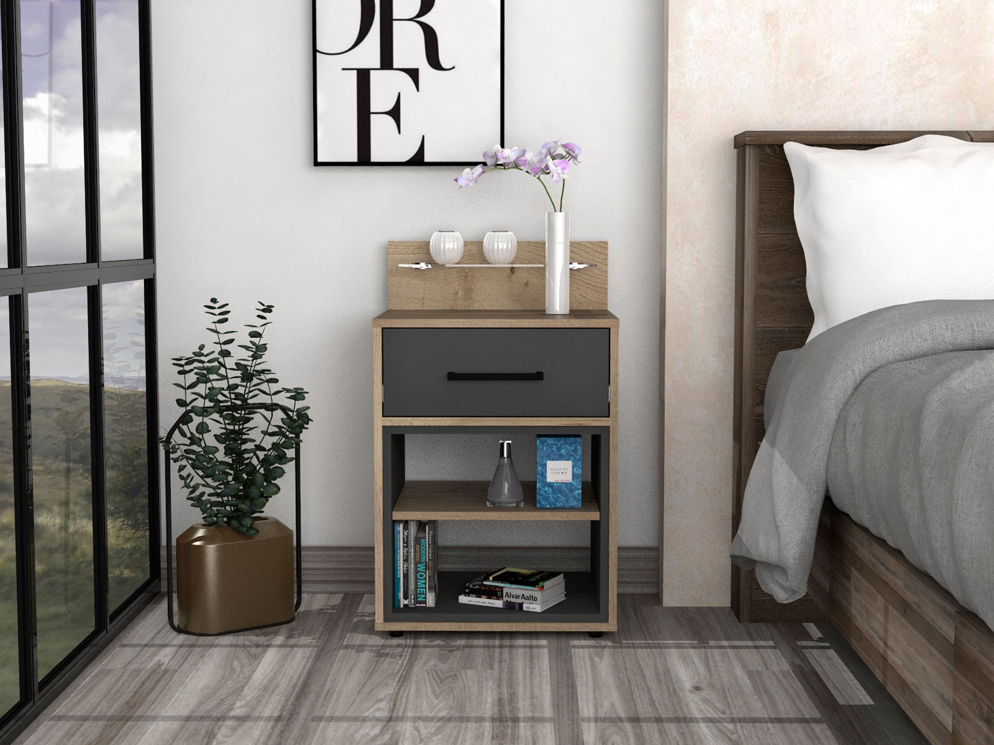 Mesa De Noche Saint Denis Rta Duna + Plomo