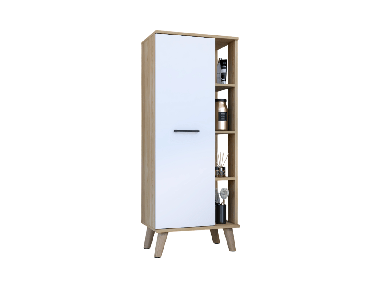 Mueble Auxiliar De Baño Kensington 125X51X35 Rta Fresno Eu + Blanco Mqz