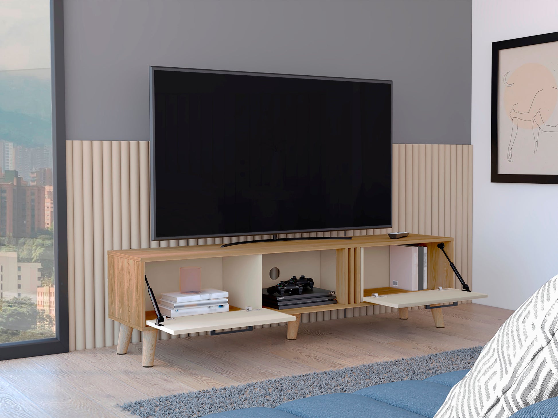 Mueble Tv 70'' Vance 43X160 Rta Capri Fresno Europeo