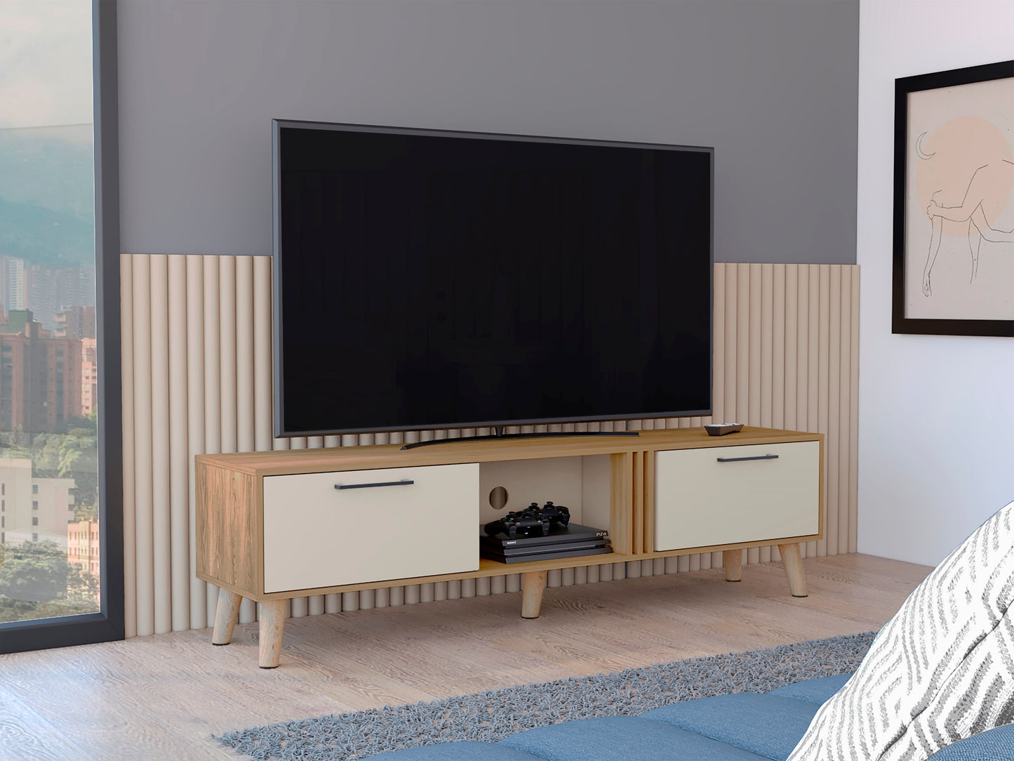 Mueble Tv 70'' Vance 43X160 Rta Capri Fresno Europeo
