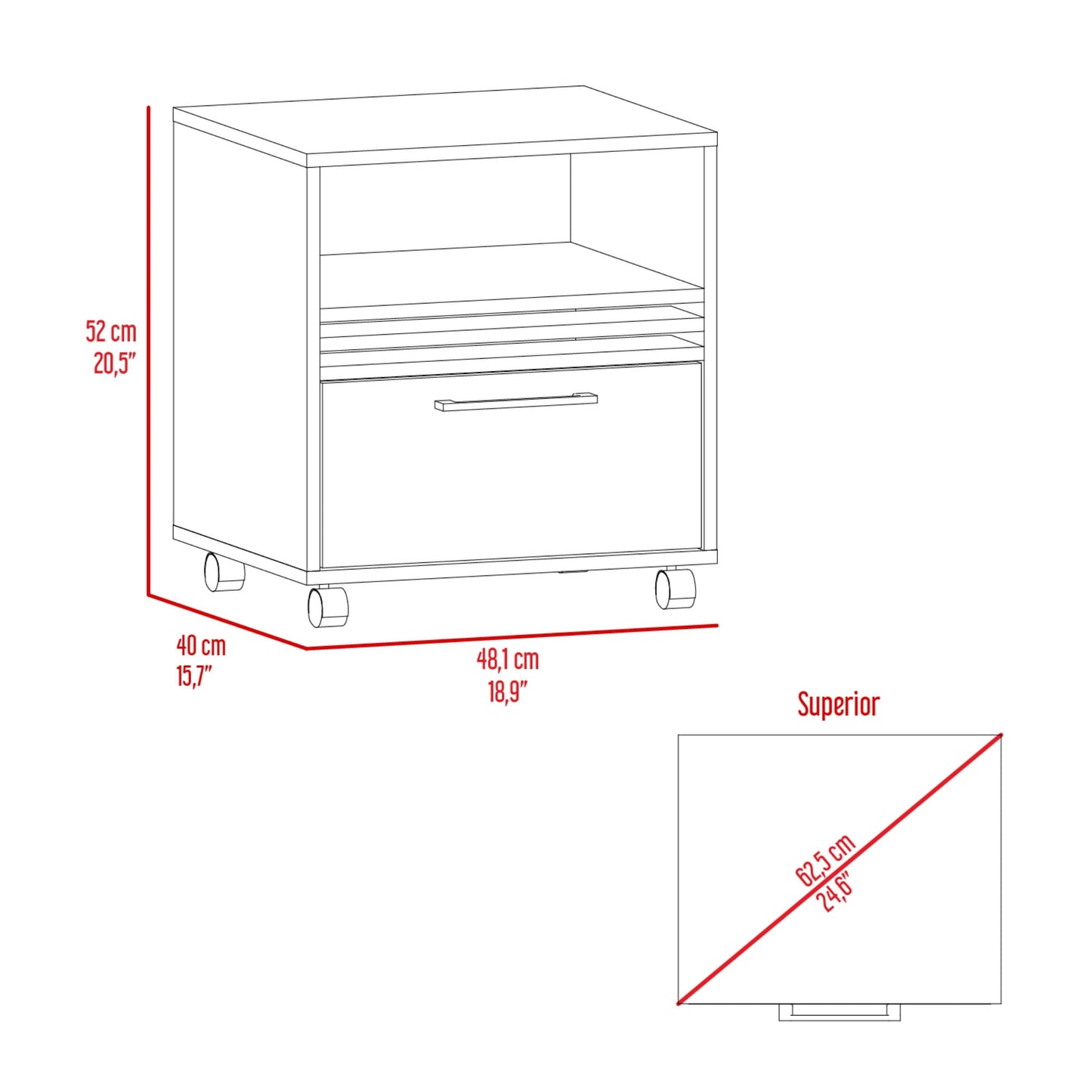 Mesa De Noche Vance 62X48X40 Rta Fresno Eu Capri