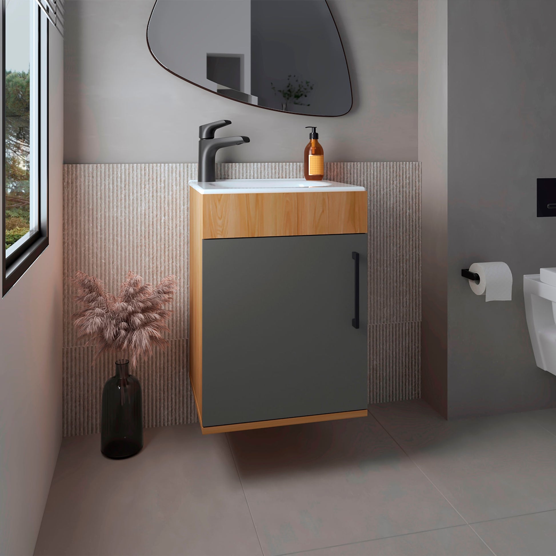 Mueble De Baño Oxford 55X39X34 Rta Fresno Eu Plomo