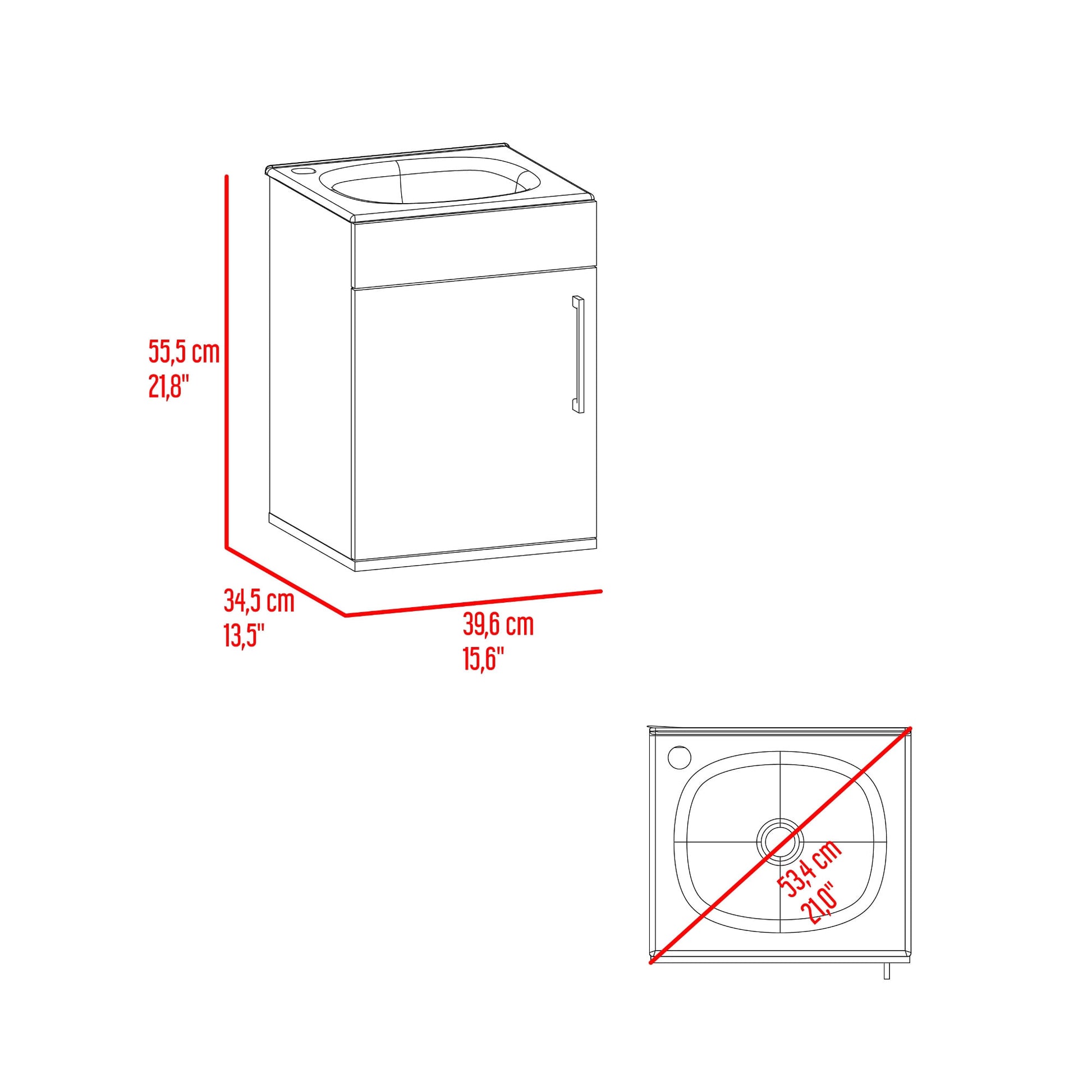 Mueble De Baño Oxford 55X39X34 Rta Fresno Eu Plomo