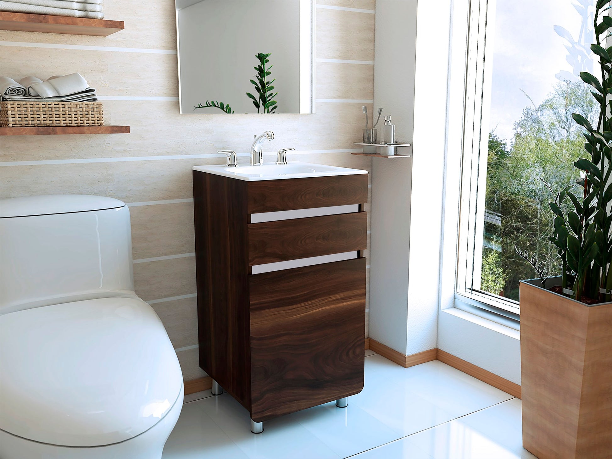 Mueble Aluvia Corona Rta Nogal + Gris