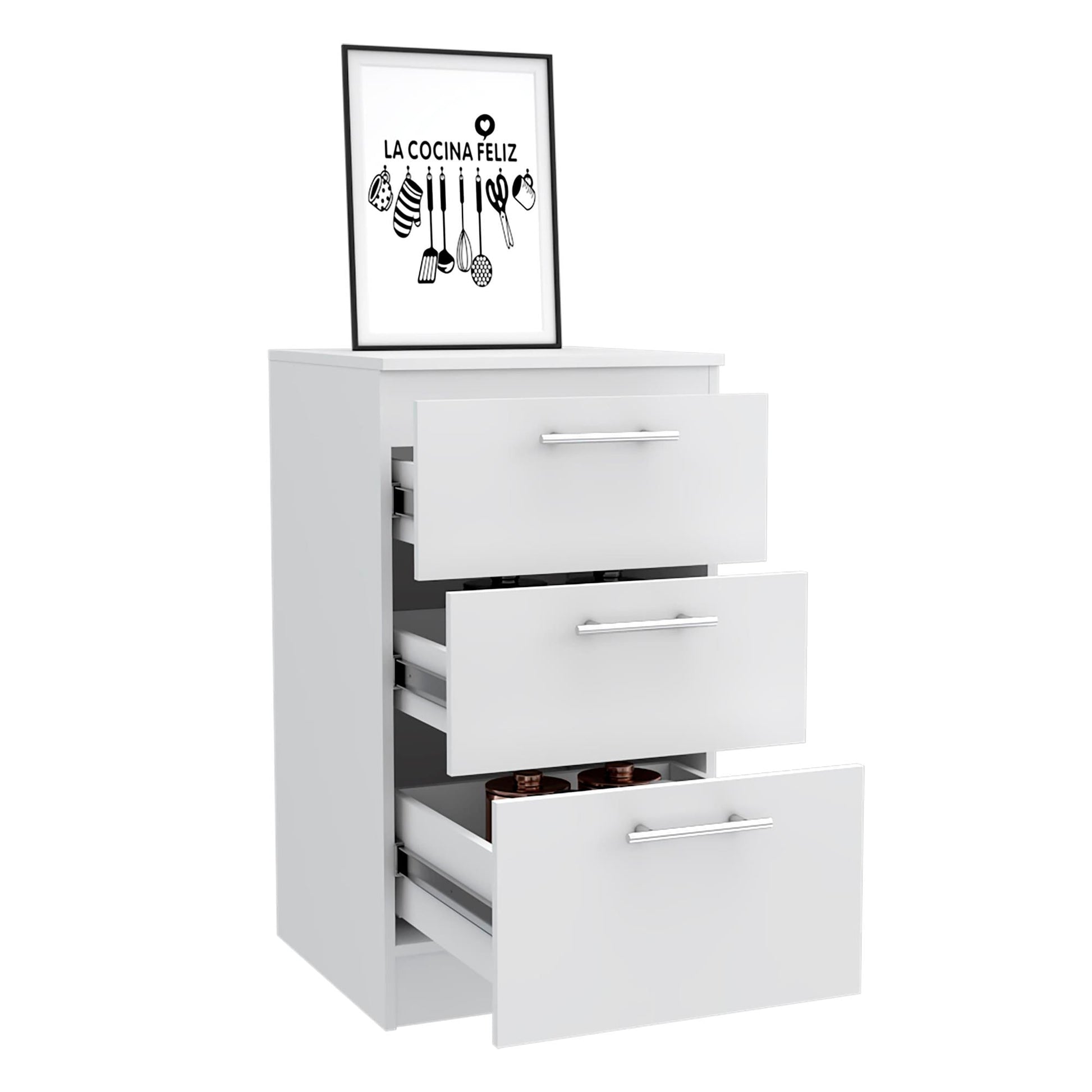 Gabinete 3 Cajones 90 X 50 Rta Blanco