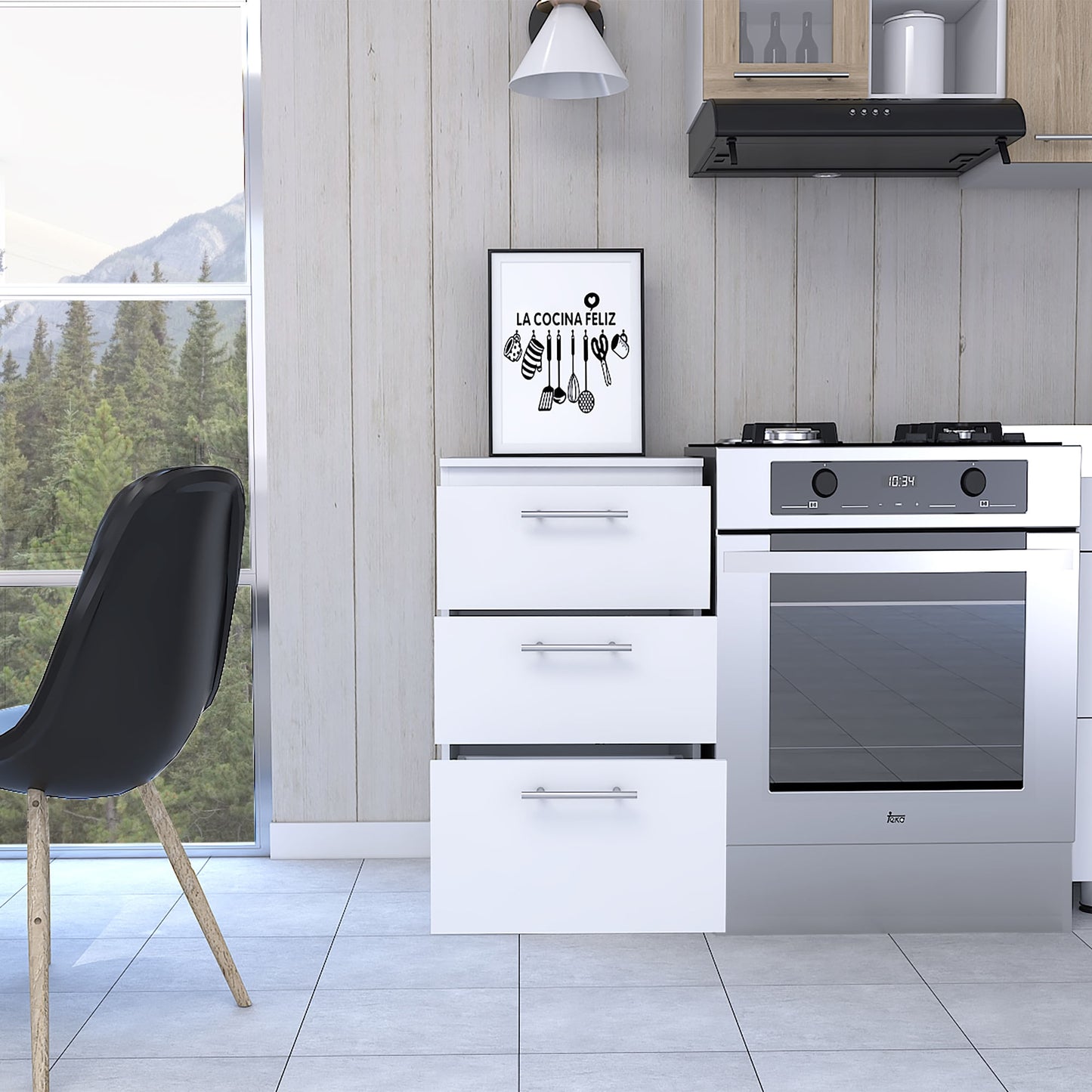 Gabinete 3 Cajones 90 X 50 Rta Blanco
