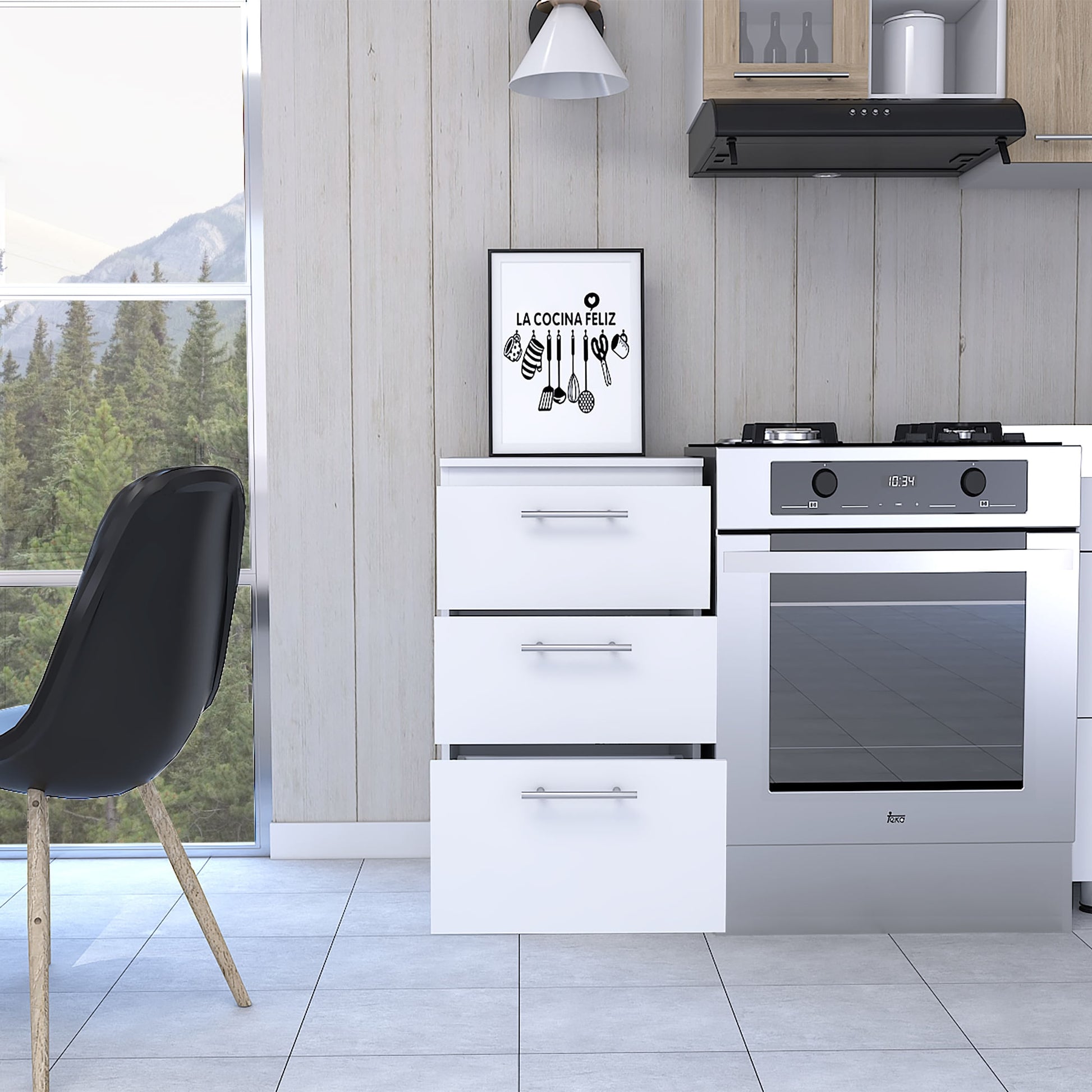 Gabinete 3 Cajones 90 X 50 Rta Blanco