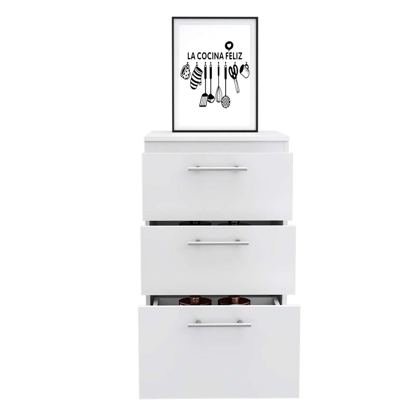 Gabinete 3 Cajones 90 X 50 Rta Blanco