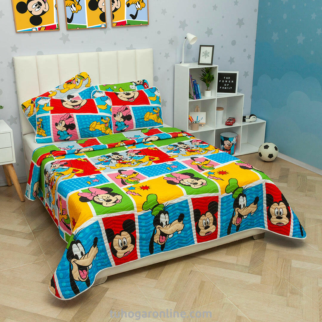 Cubrelecho Prensado Disney Mickey Y Sus Amigos Multicolor Estampados Animados