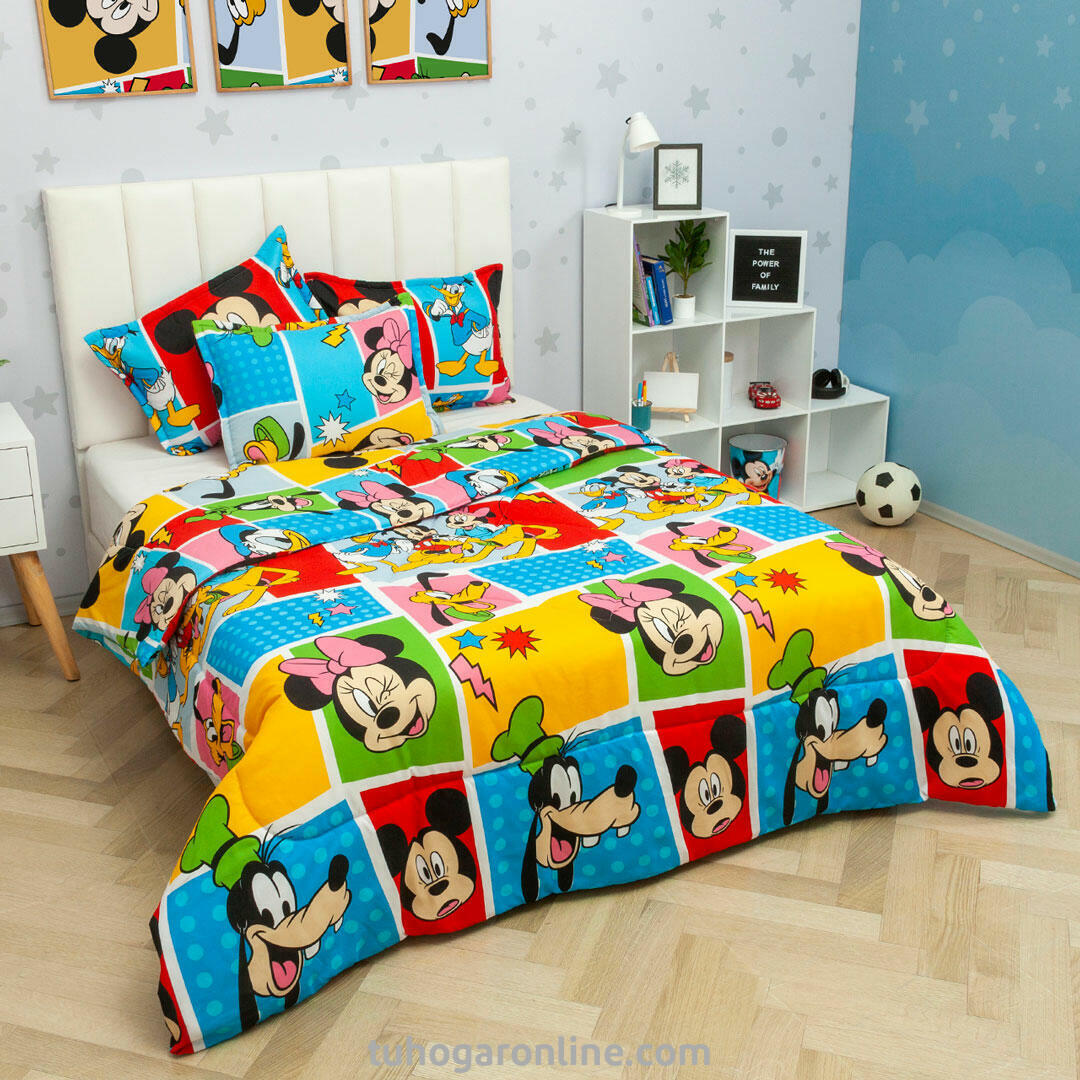 Cubrelecho Acolchado Disney Mickey Y Sus Amigos Multicolor Estampados Animados